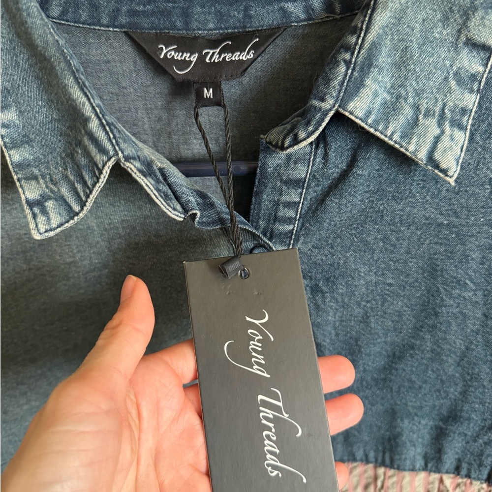 Patchwork Denim Women's Top - Picture 2 of 6